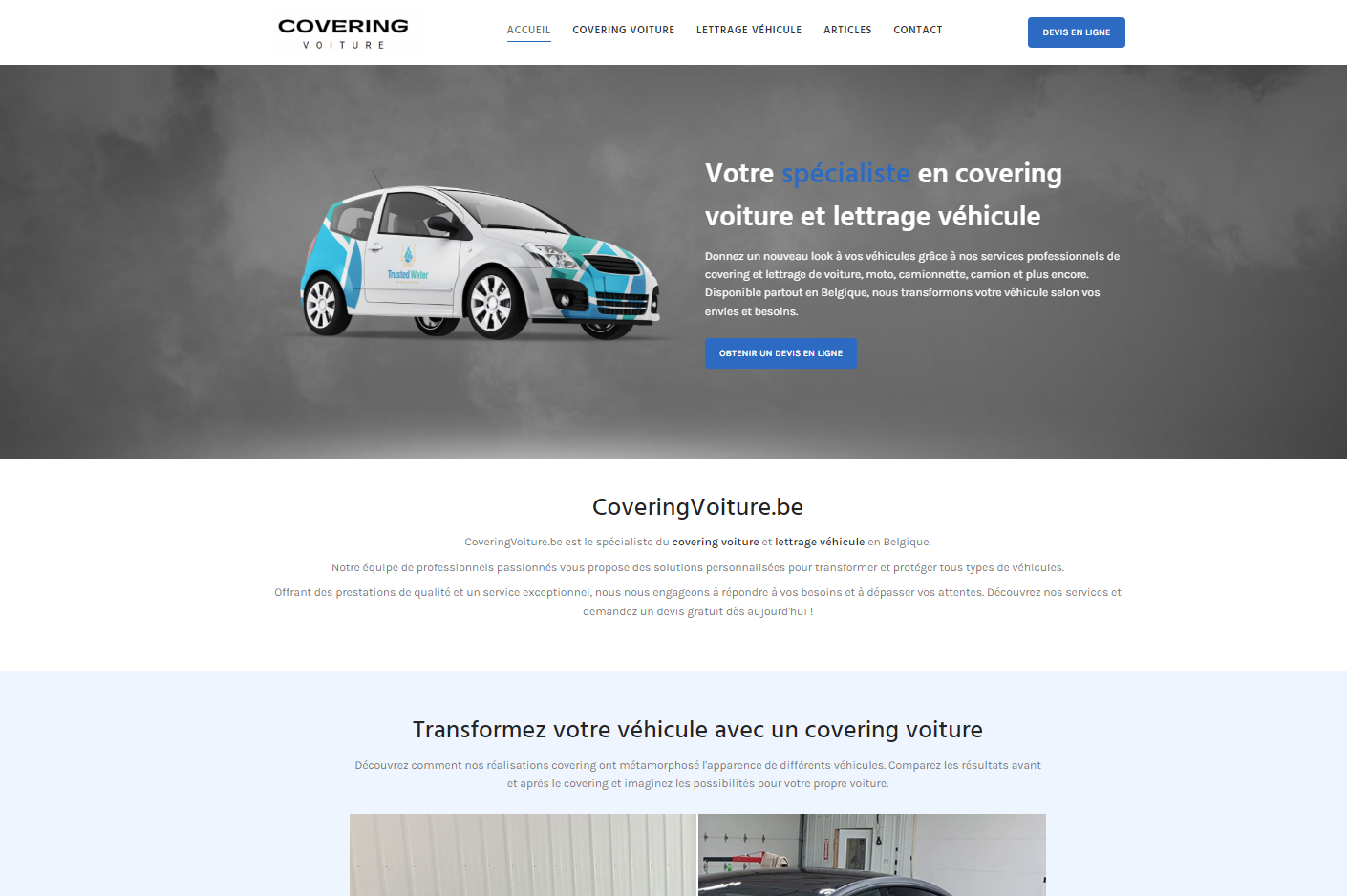 Site internet Coveringvoiture.be